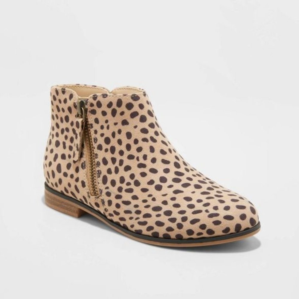 Girls' Judi Leopard Ankle Zip Booties - Cat & Jack